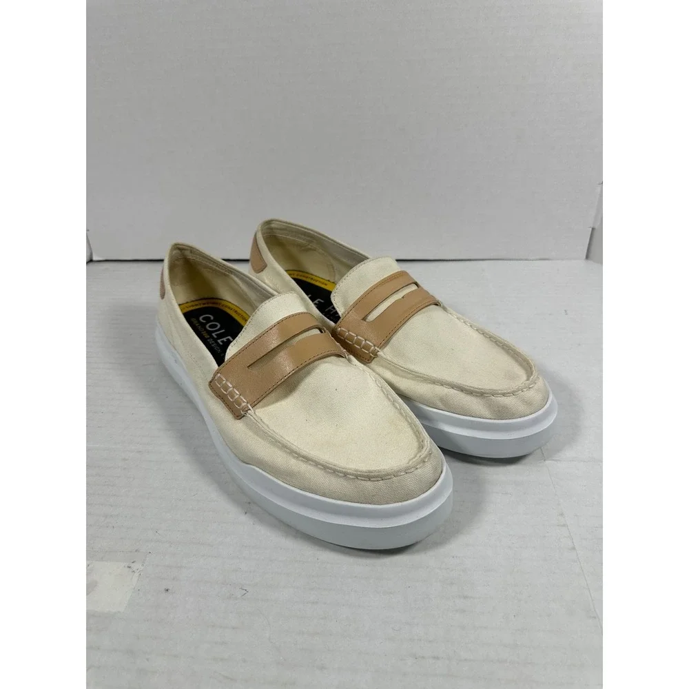 Cole Haan GrandPro Rally Canvas Penny Loafers Mens 12W Cream Tan C34724 Slip On